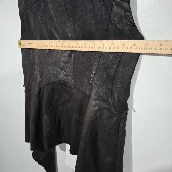 Zara Woman Black Leather Feel Draped Asymmetrical Hem Open Front Vest M Not Belt - Picture 8 of 10